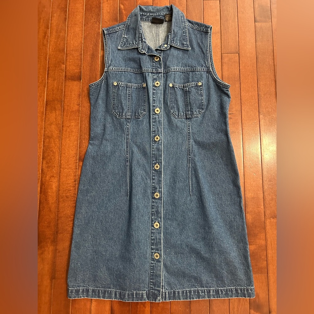 Sonoma Women’s Sleeveless Button Down Denim Jean Dress Size Medium - Picture 1 of 7